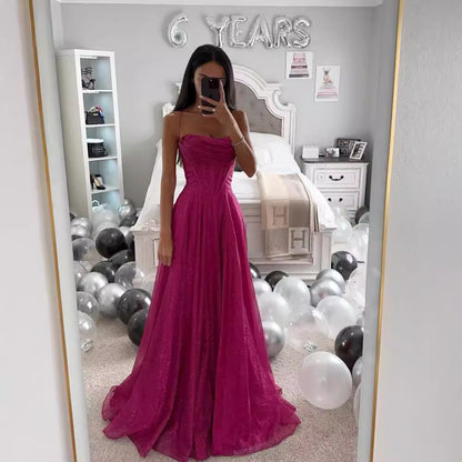 Women Fashion Elegant Solid Color Spaghetti Strap Dress
