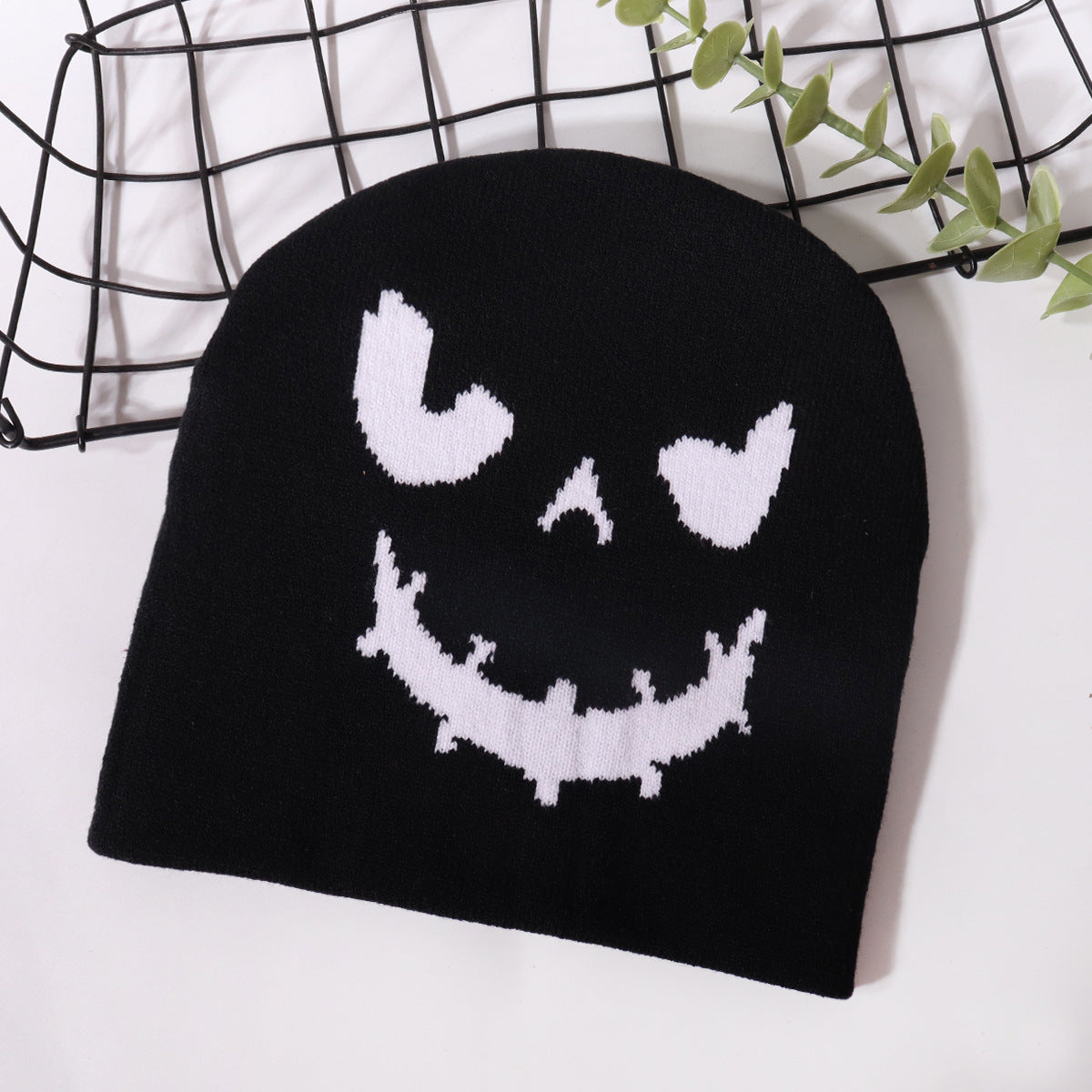 Gorro de punto cálido con estampado de diablo de Halloween
