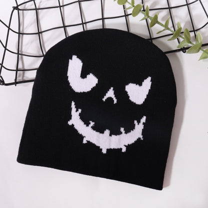 Gorro de punto cálido con estampado de diablo de Halloween