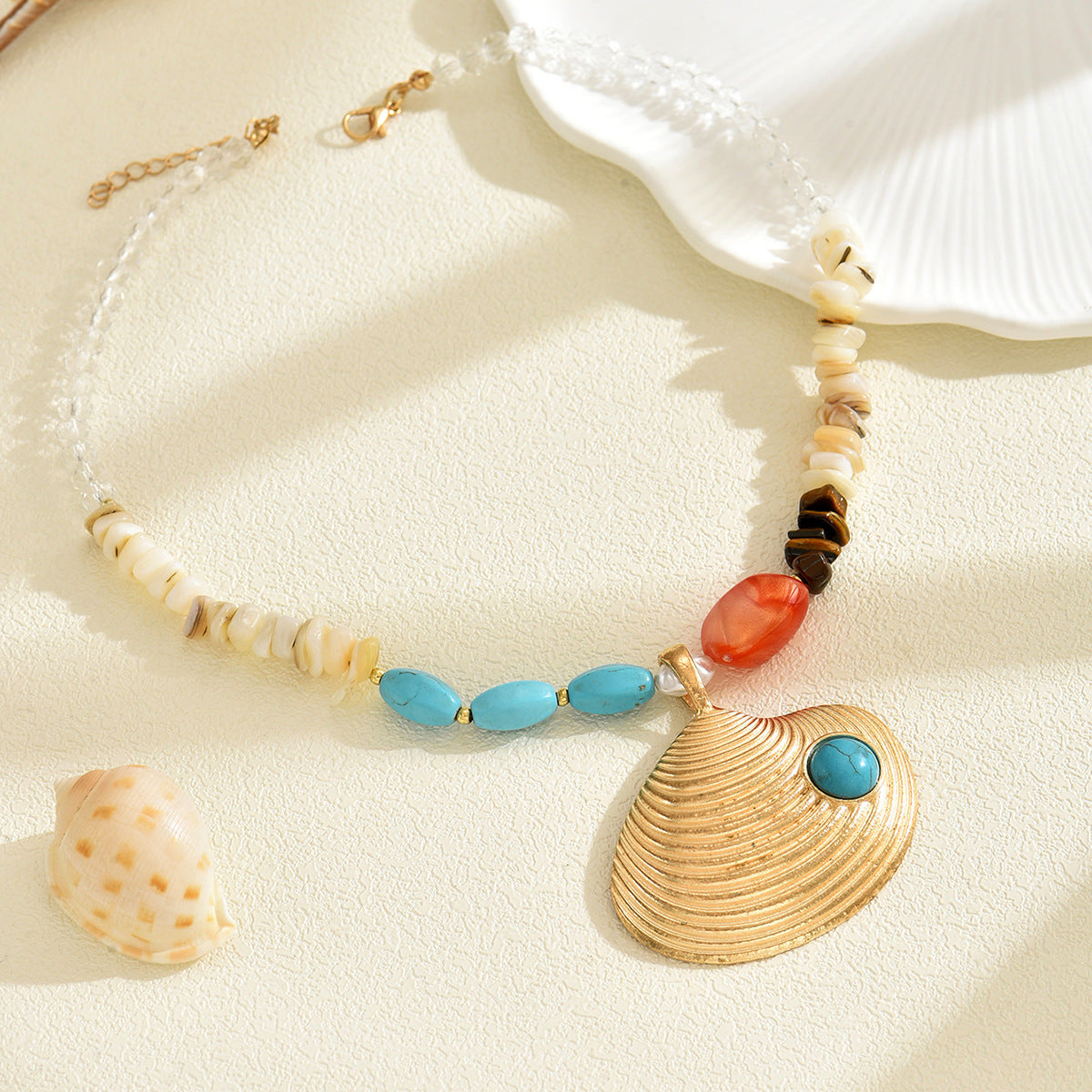 Bohemian Beaded Shell Sea Pendant Necklace