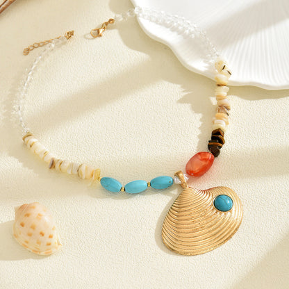 Bohemian Beaded Shell Sea Pendant Necklace