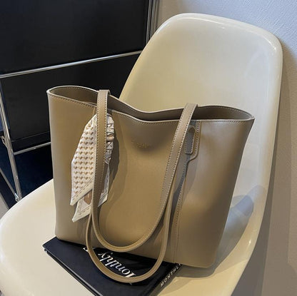 Women Casual Solid Color Large Capacity Tote Bag