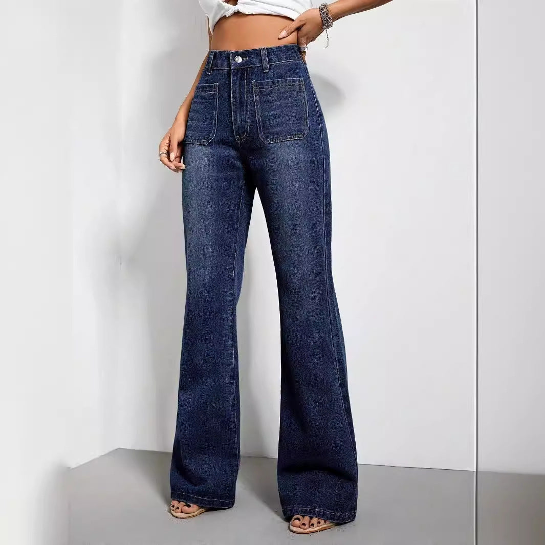 Women Fashion Straight Loose High Waist Jeans