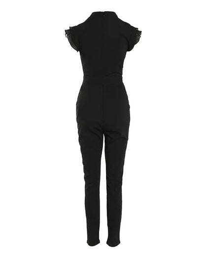 Combinaison sans manches à col en V et couleur unie pour femme