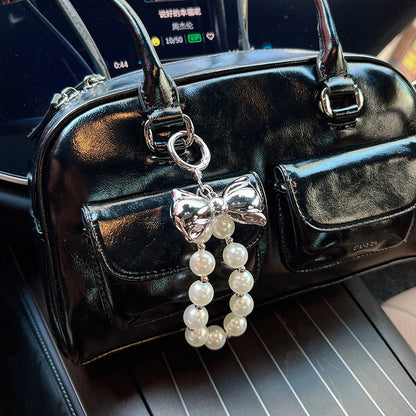 Fashion Beaded Bow Pendant Keychain