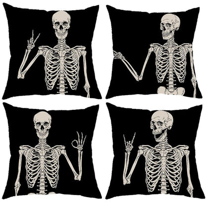 Halloween Pumpkin Skull Print Linen Sofa Cushion Cover