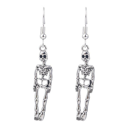 Pendientes de esqueleto de aleación de Halloween exagerados de moda para mujer