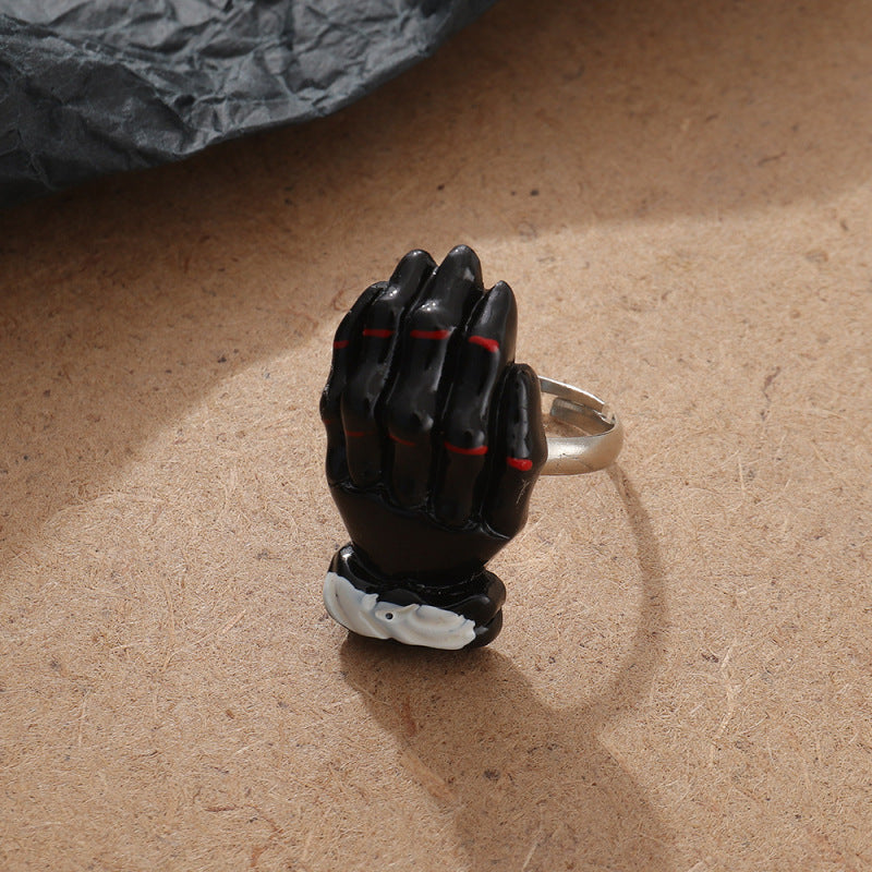 Anillos de sombrero con interruptor de calabaza, fantasma, gato y murciélago para mujer de Halloween