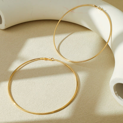 Personality Exaggerated Simple Hoop Earrings Gold Geometric Style