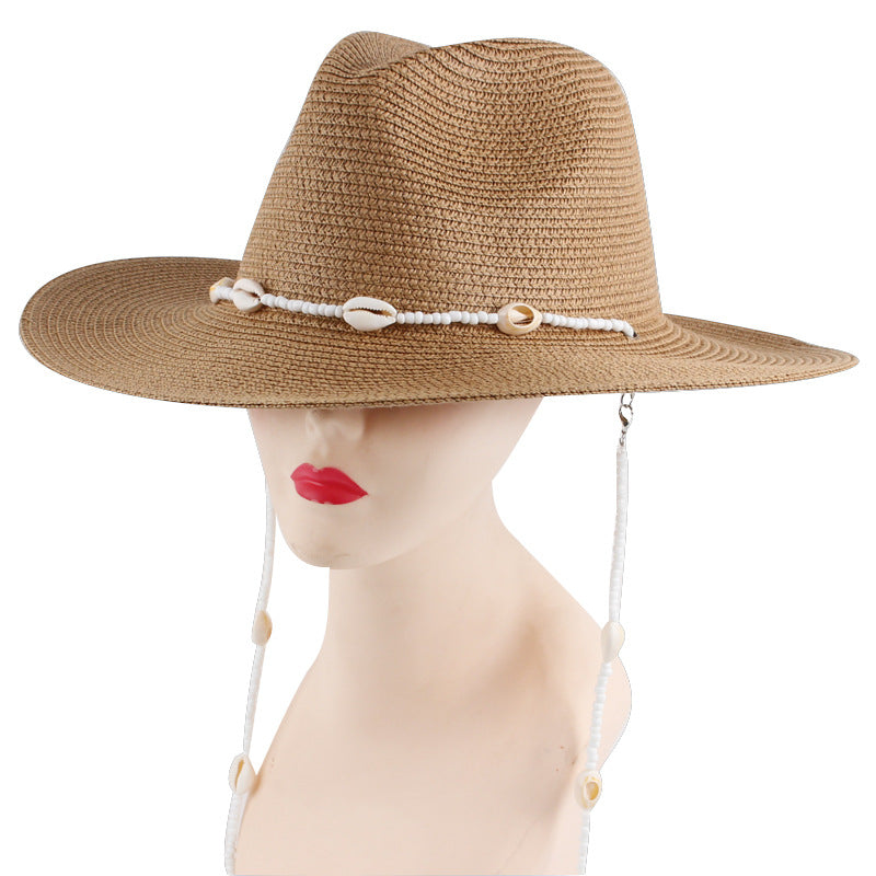 Chapeau de soleil en paille Panama à larges bords pour femme, idéal pour les vacances d'été