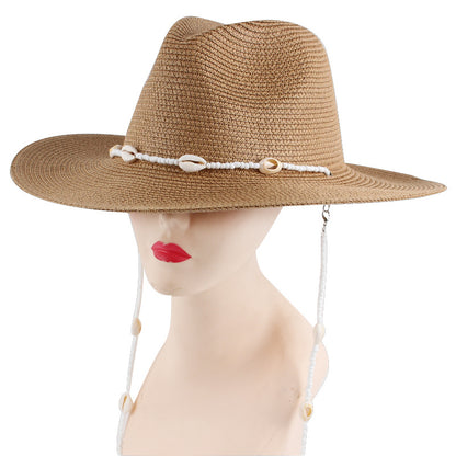 Chapeau de soleil en paille Panama à larges bords pour femme, idéal pour les vacances d'été