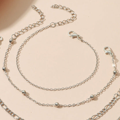 Conjunto de tobillera con cuentas multicapa y dije de corazón de Bohemia