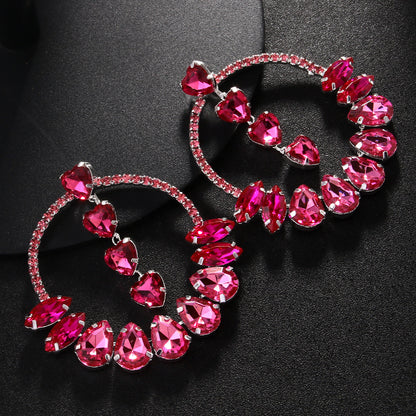 Women Fashion Exaggerated Zircon Love Earrings