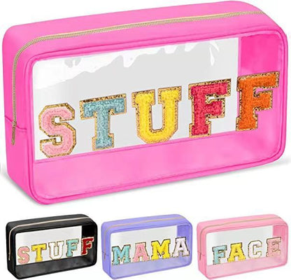 Bolsa de cosméticos transparente portátil e informal para mujer