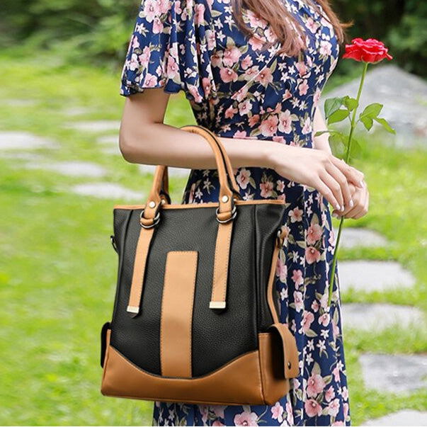 Sac seau décontracté à la mode pour femmes, grande capacité, couleur contrastée