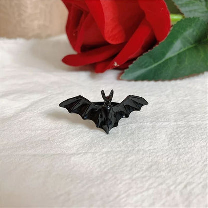 Anillo abierto gótico de murciélago Diablo vintage para mujer de Halloween
