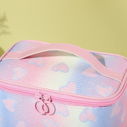 Neceser con purpurina arcoíris para viajes y fitness