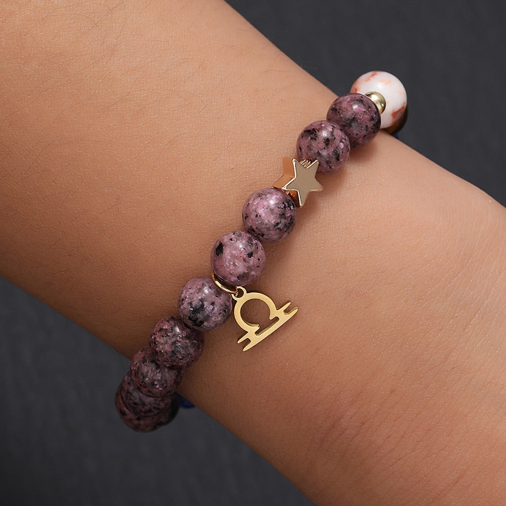 Fashion 12 Constellation Stainless Steel Beaded Bracelet