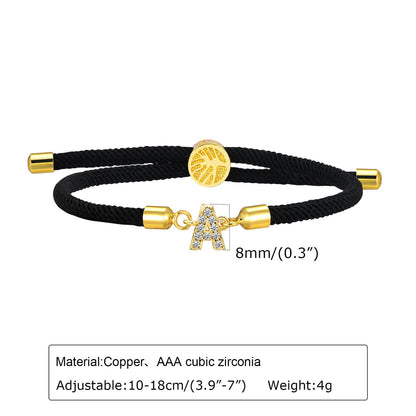 Fashion 26 Rhinestone Alphabet Adjustable Bracelet
