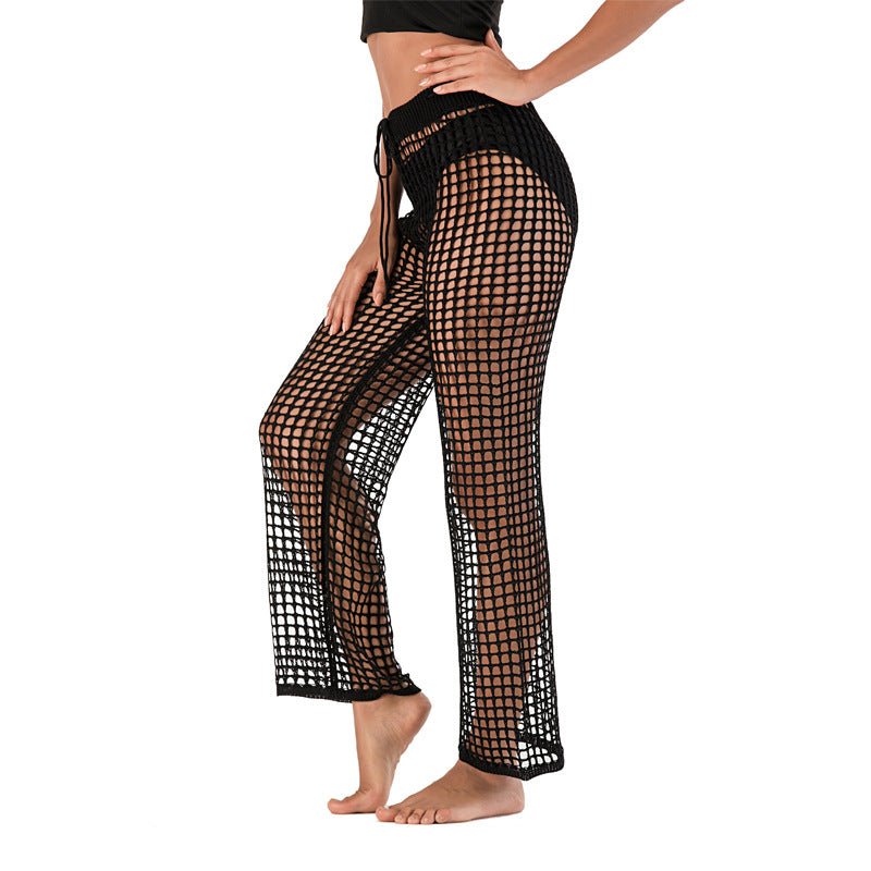 Pantalones anchos de punto con agujeros informales a la moda para mujer