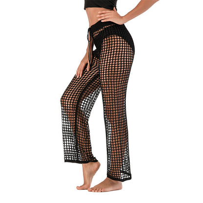 Pantalones anchos de punto con agujeros informales a la moda para mujer