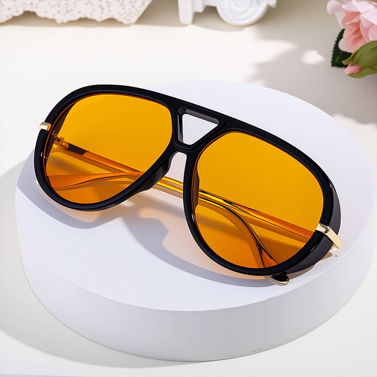 Gafas de sol de montura grande estilo punk retro de moda para mujer