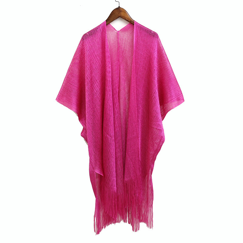 Summer Women's Fashion Solid Color Tassel Cardigan