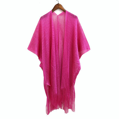 Summer Women's Fashion Solid Color Tassel Cardigan