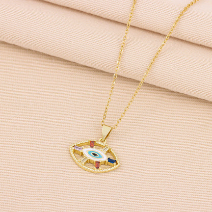 Collar con colgante de ojo de la suerte hueco bohemio vintage para mujer