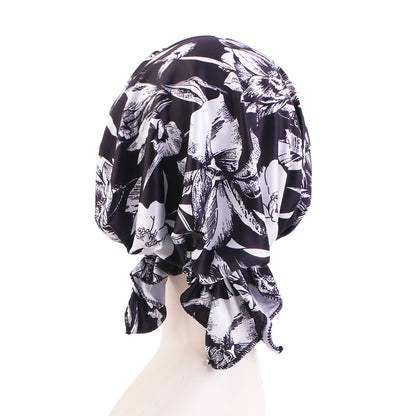 Women Casual Cashew Printed Long Lace-Up Hat