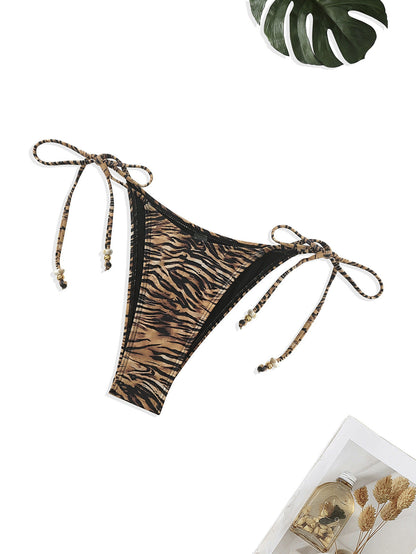Bikini sexy con cordones y estampado de tigre para mujer