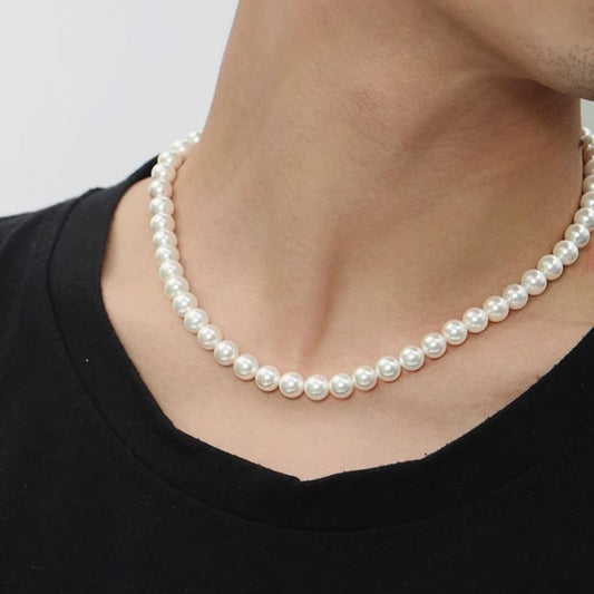 Collar de perlas de imitación de moda simple con cadena de clavícula de cobre
