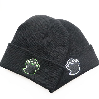 Halloween Cartoon Ghost Embroidered Knitted Hat