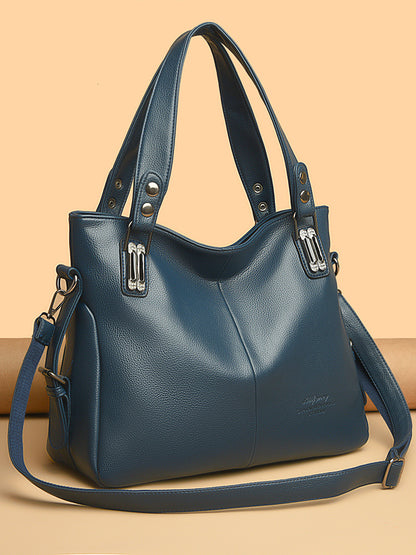Sac à main en PU de grande capacité, décontracté et tendance, couleur unie, pour femmes