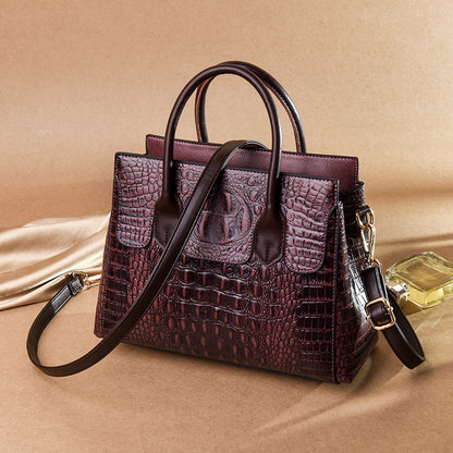 Bolso de mano informal de PU con estampado de cocodrilo para mujer