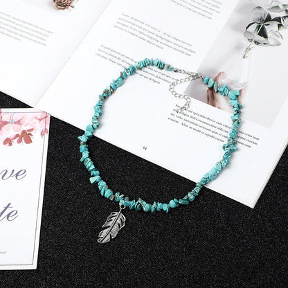 Collar con colgante de grava natural de estilo bohemio