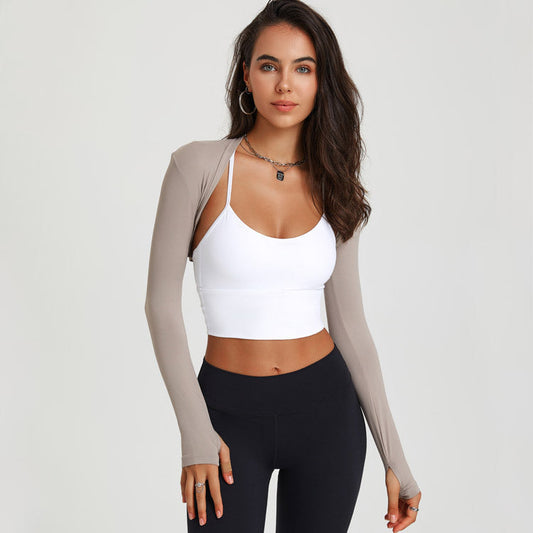Blusa de yoga de manga larga para mujer - Color liso