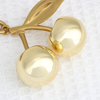 Llavero con colgante de cereza dorada para bolso de mujer, aleación de zinc, estilo frutal