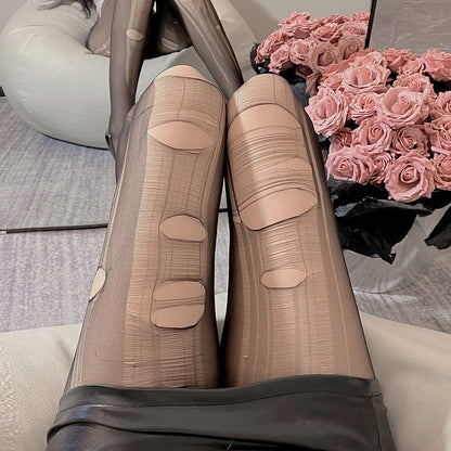 Medias de seda sexys rasgadas a mano para mujer