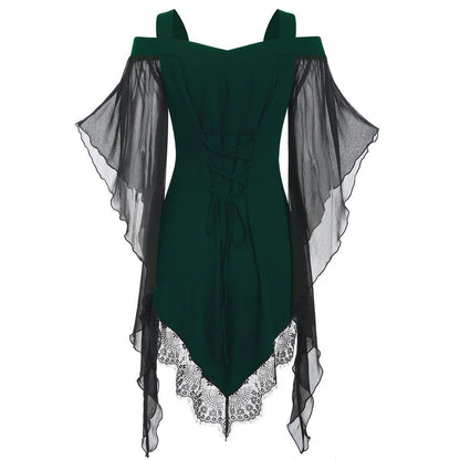 Robe gothique à manches trapèze en mousseline unie pour femme