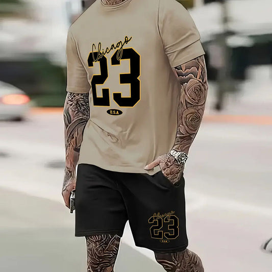 Summer Casual Short Sleeve Basic T-Shirt Set