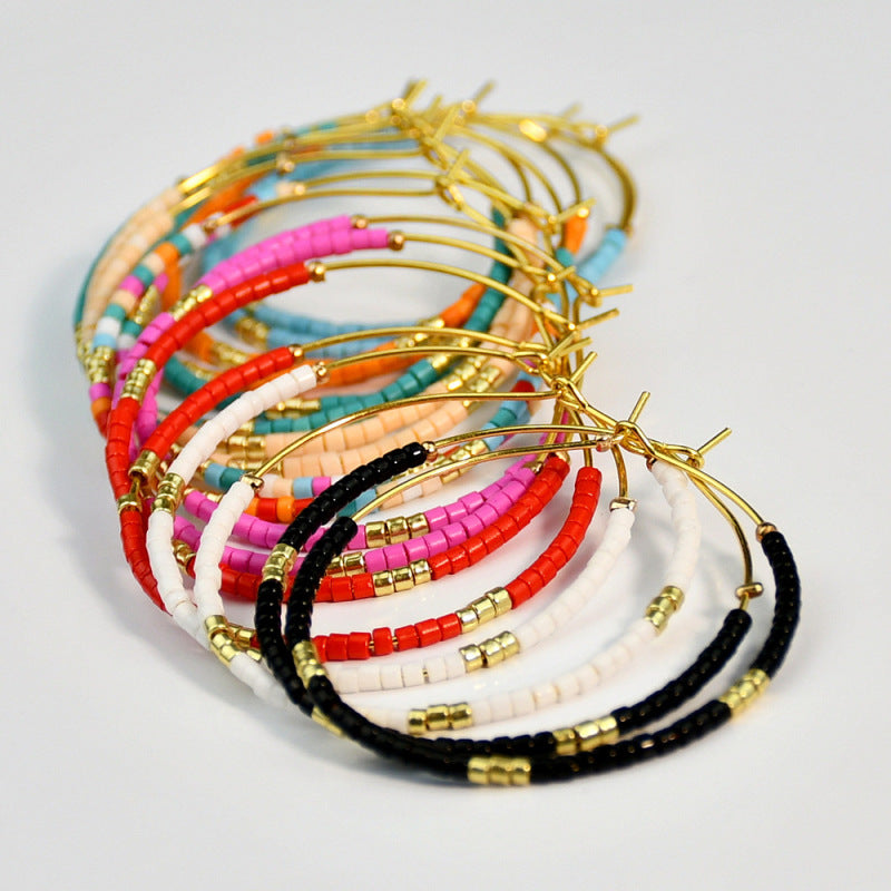 Pendientes bohemios de cuentas multicolores para mujer