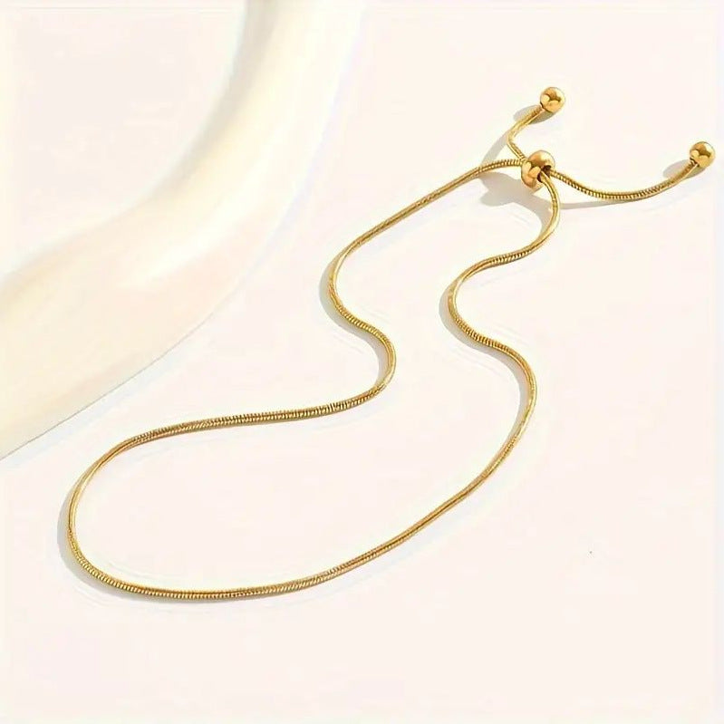 Adjustable Simple Alloy Anklet - Gold