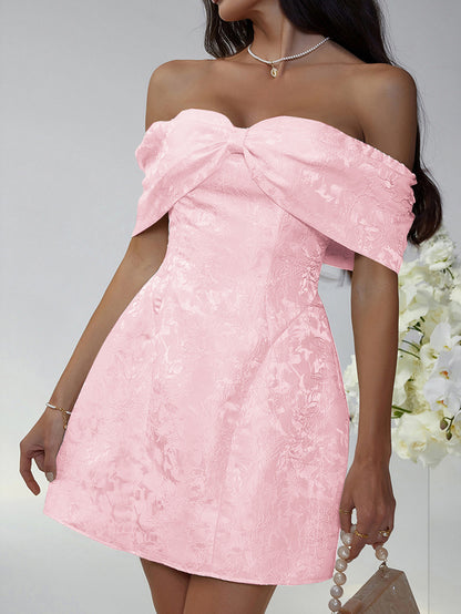 Elegant Solid Color Bowknot Off Shoulder Dress
