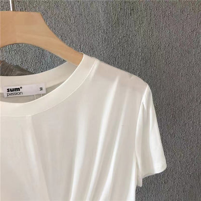 Summer Casual Basic Solid Color Short Sleeve Blank T-Shirt