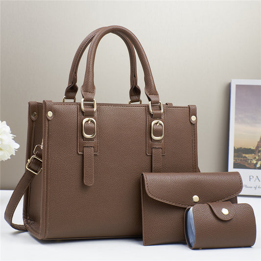Classic Litchi Pattern Women Bag Set with Multiple Colors
