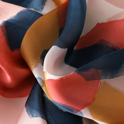 Bufanda de seda cuadrada con estampado multicolor de moda de verano para mujer