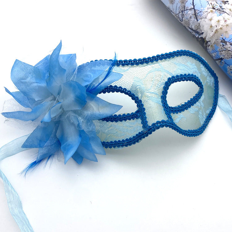 Women Fashion Side Floral Lace Face Halloween Mask