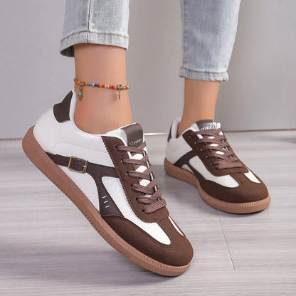 Zapatillas informales con cordones y punta redonda para mujer
