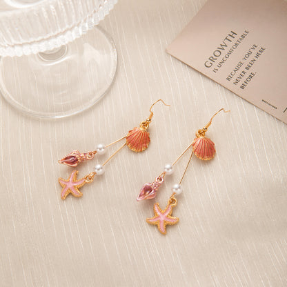 Fashion Ocean Wind Starfish Shell Sea Earrings